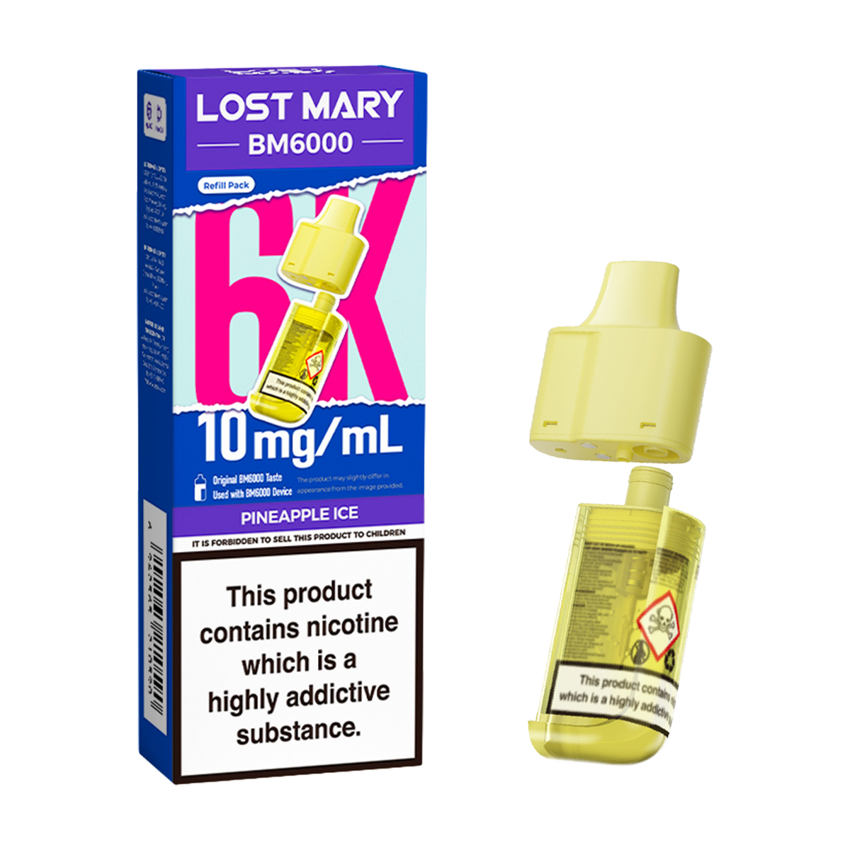 Pineapple Ice Lost Mary BM6000 Refill Pack | 6000 Puffs Ecigwizard Pineapple Ice Lost Mary BM6000 Refill Pack | 6000 Puffs Ecigwizard