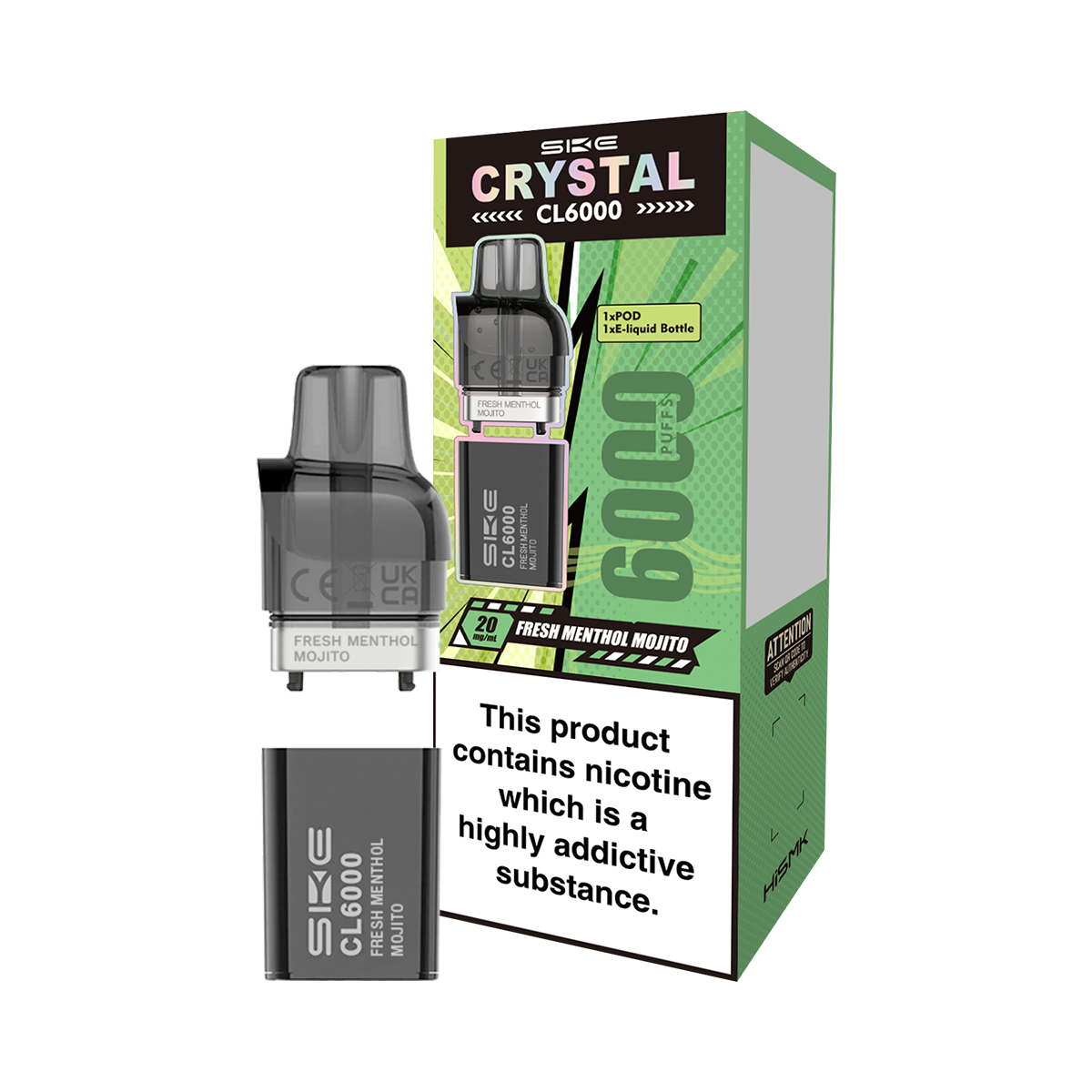 Fresh Menthol Mojito SKE Crystal CL6000 Pods Ecigwizard Fresh Menthol Mojito SKE Crystal CL6000 Pods Ecigwizard