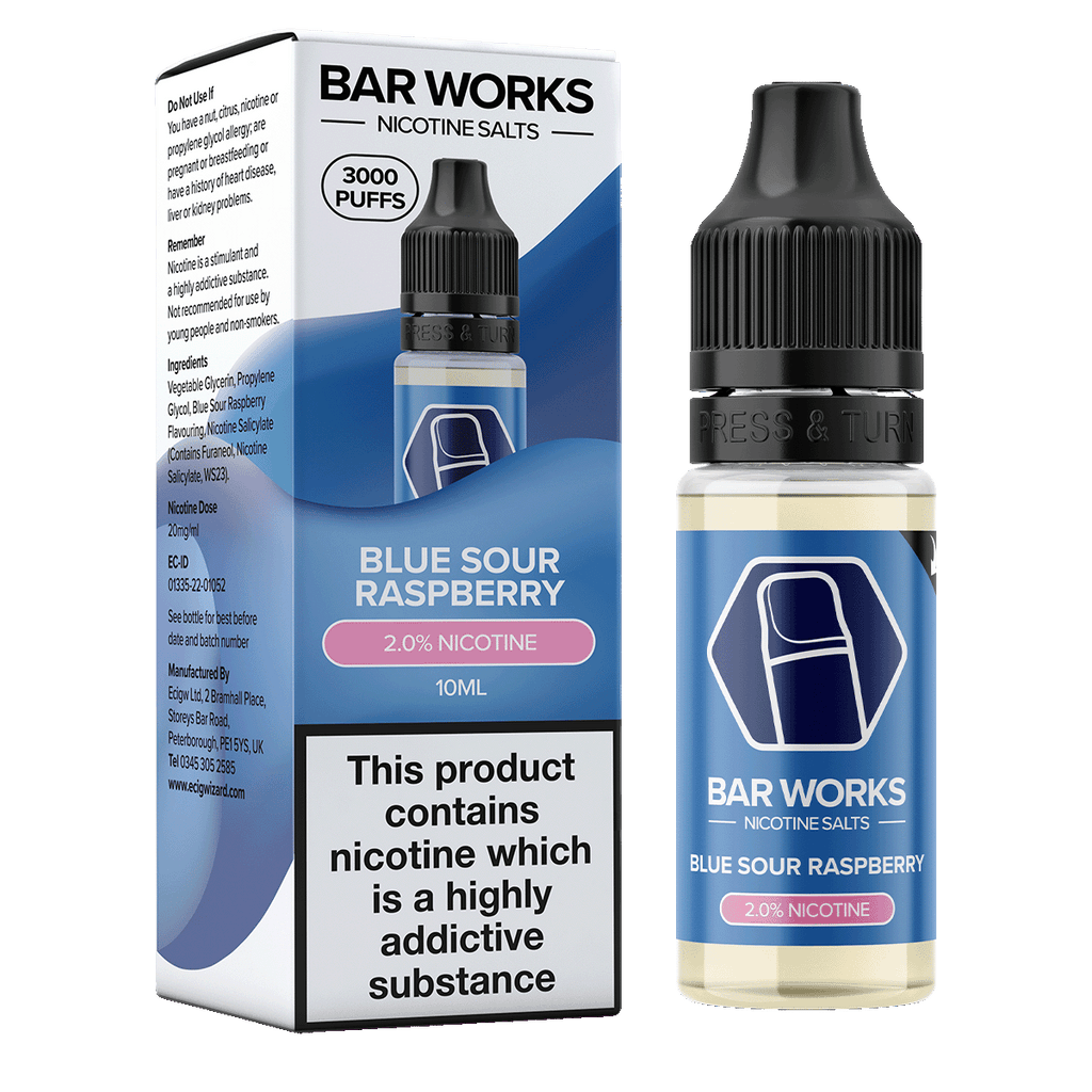 Blue Sour Raspberry Nic Salt by Bar Works 10ml Ecigwizard