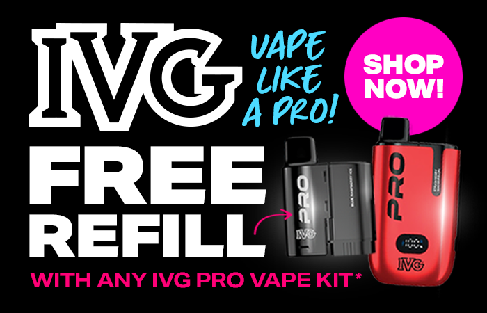 Free refill with any IVG Pro Vape kit*