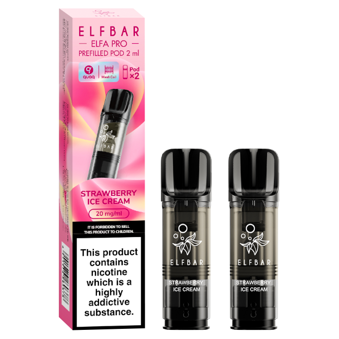 elfbar elfa kaufen ElfBar - 2x ELFA PRO Disposable PODS - Strawberry Ice-Cream - 2% - Clouds  Express