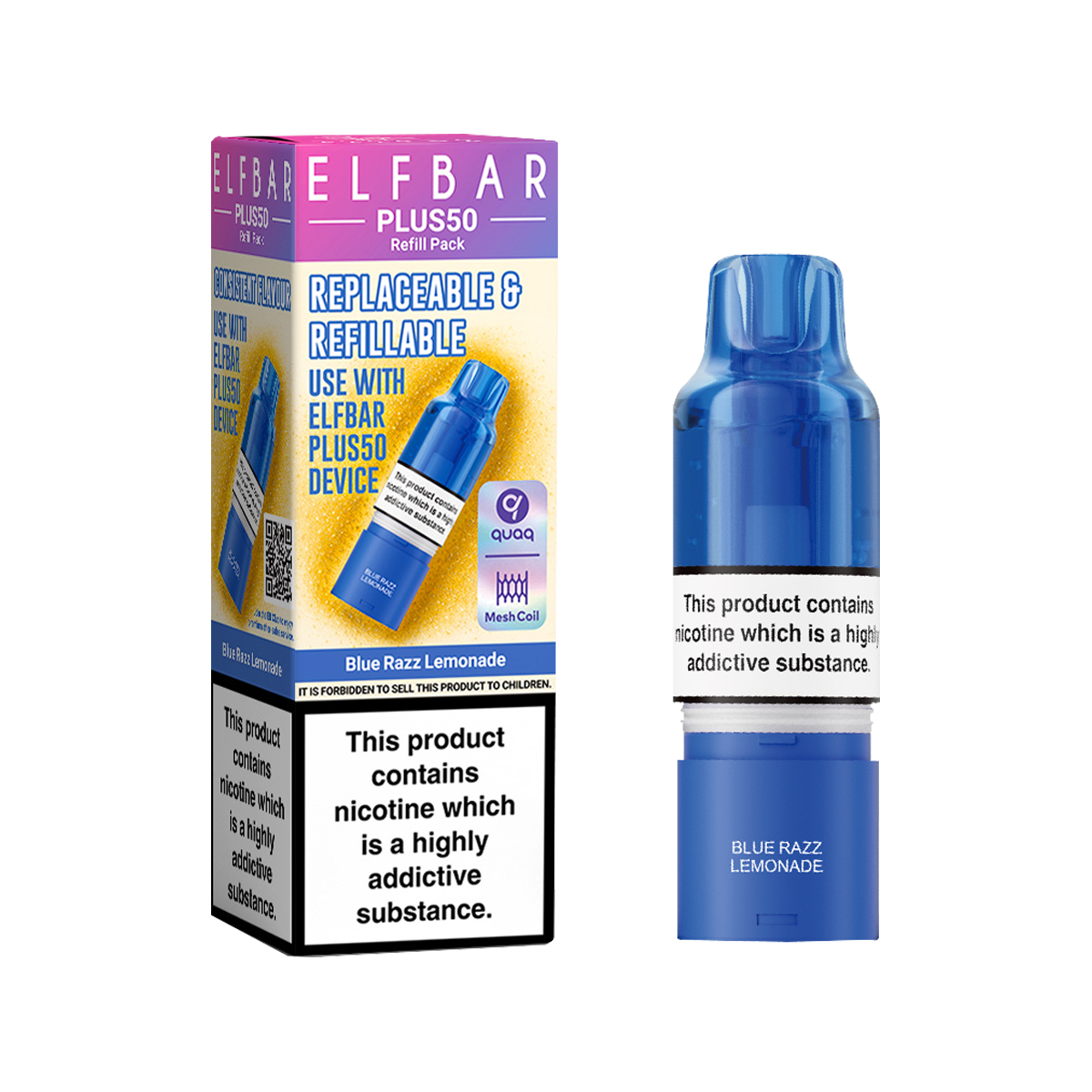 Blue Razz Lemonade ElfBar Plus 50 Refill Pack – Ecigwizard