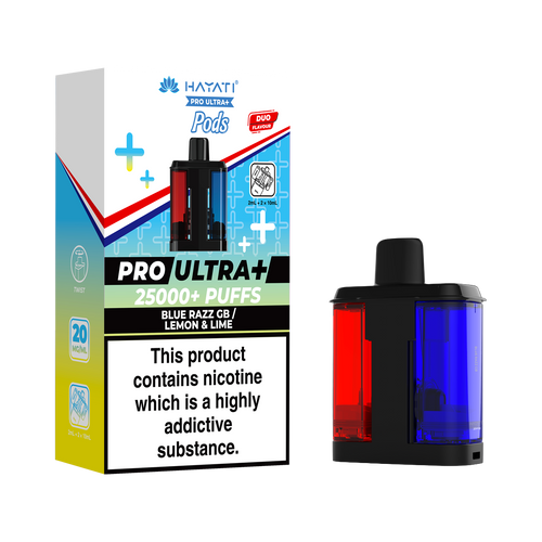 hayati pro ultra plus pods blue razz gb lemon and lime