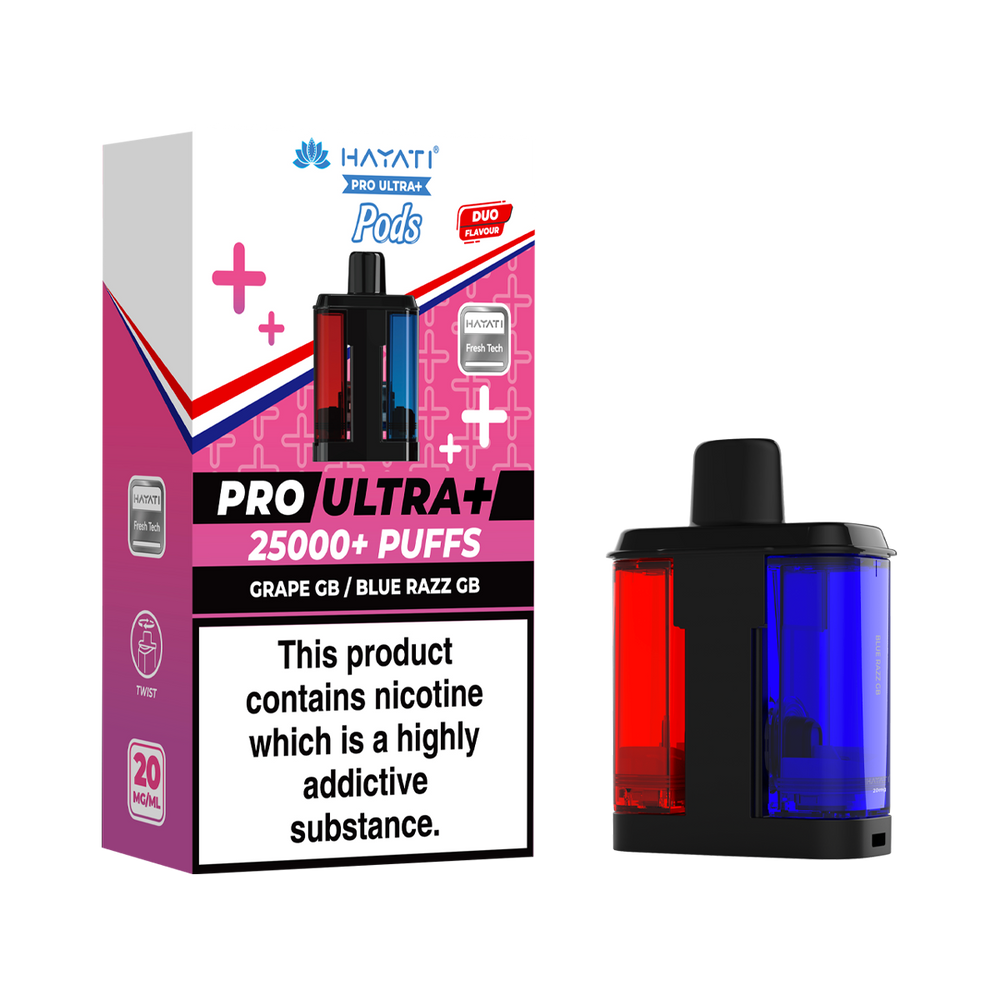 hayati pro ultra plus pods grape gb blue razz gb