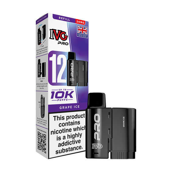 Grape Ice IVG Pro 12 Refill Pack | Prefilled Pods | MTL  Ecigwizard