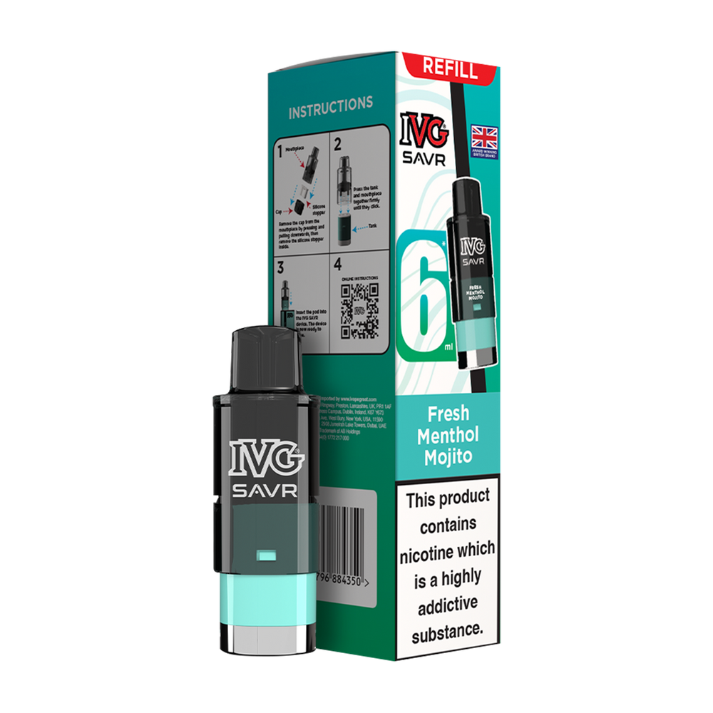 crystal bar menthol mojito vape stock Fresh Menthol Mojito IVG SAVR Refill Pack – Ecigwizard
