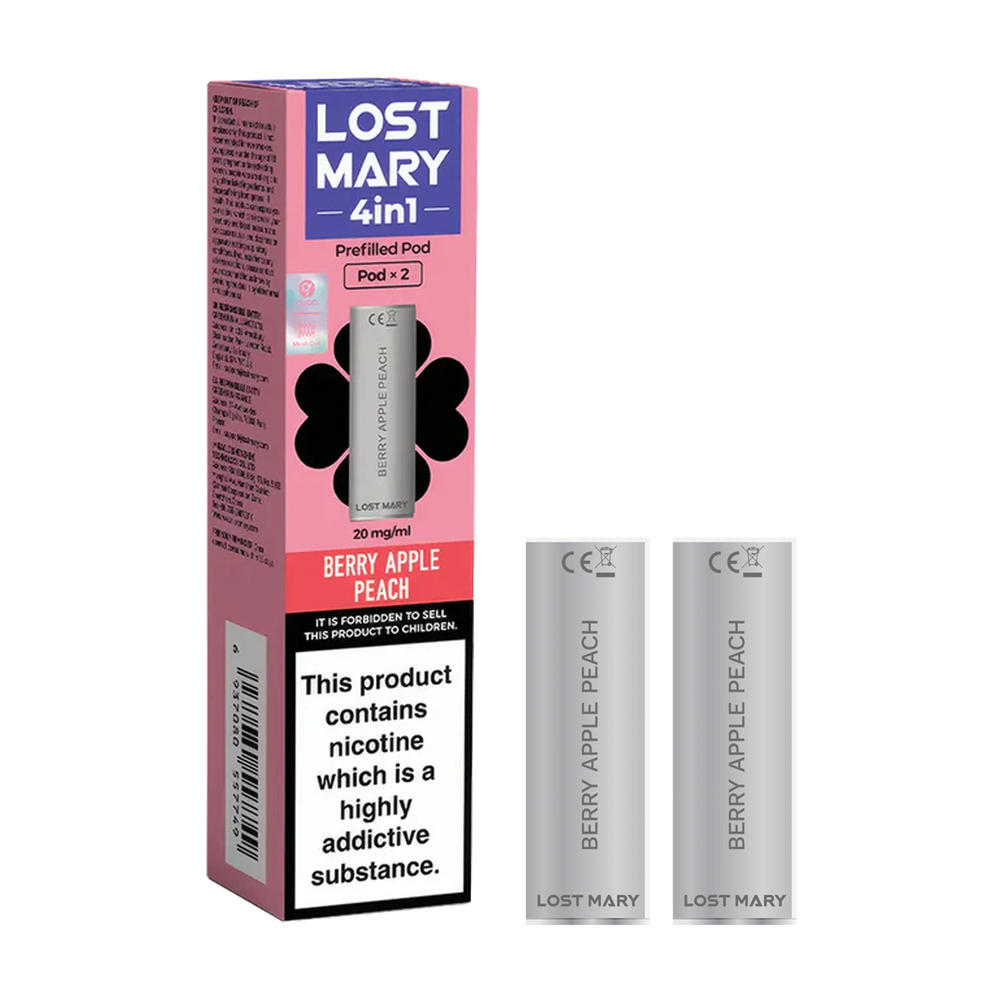 lost mary 4in1 berry apple peach x2 pods new