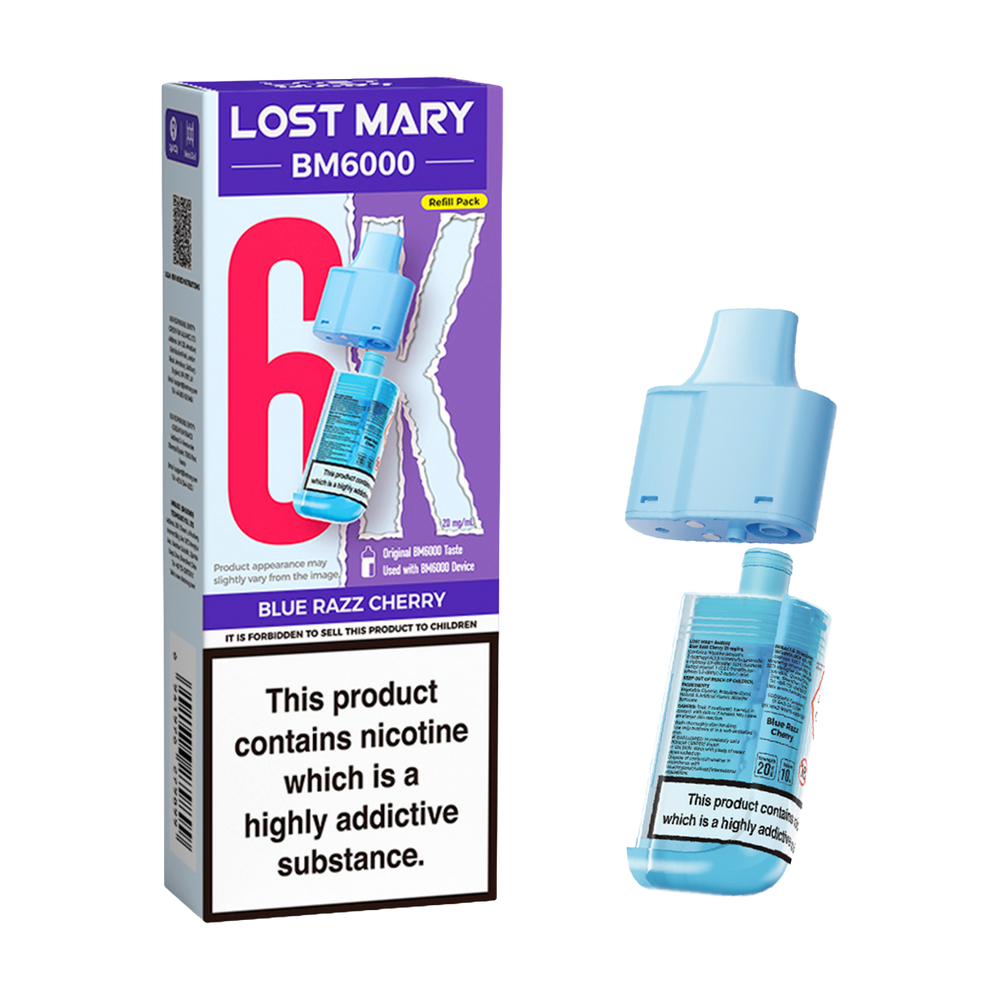 lost mary bm6000 refill pack blue razz cherry