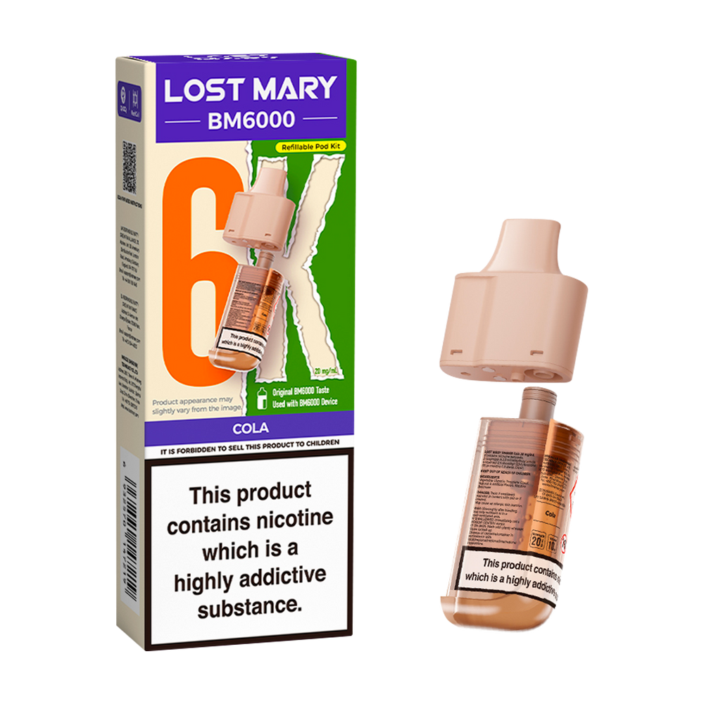 Cola Lost Mary BM6000 Refill Pack | Replacement Pod Ecigwizard Cola Lost Mary BM6000 Refill Pack | Replacement Pod Ecigwizard