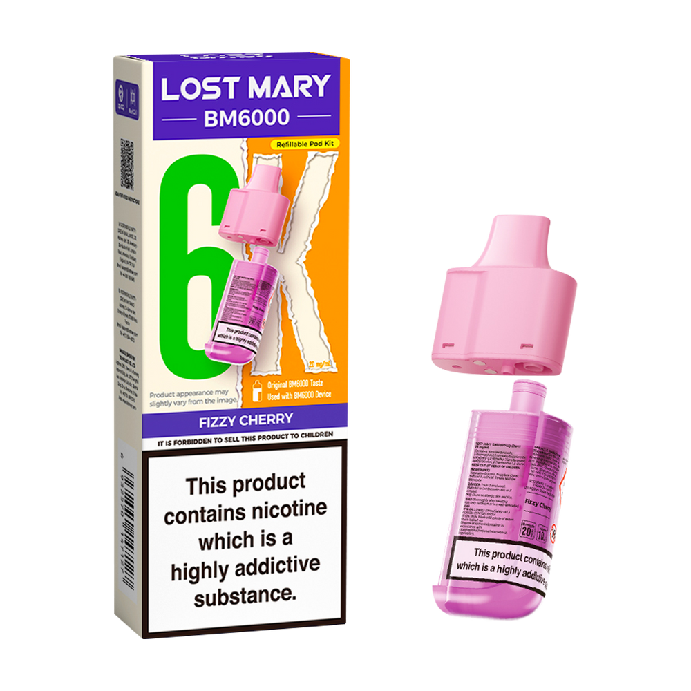 Fizzy Cherry Lost Mary BM6000 Refill Pack Ecigwizard Fizzy Cherry Lost Mary BM6000 Refill Pack Ecigwizard