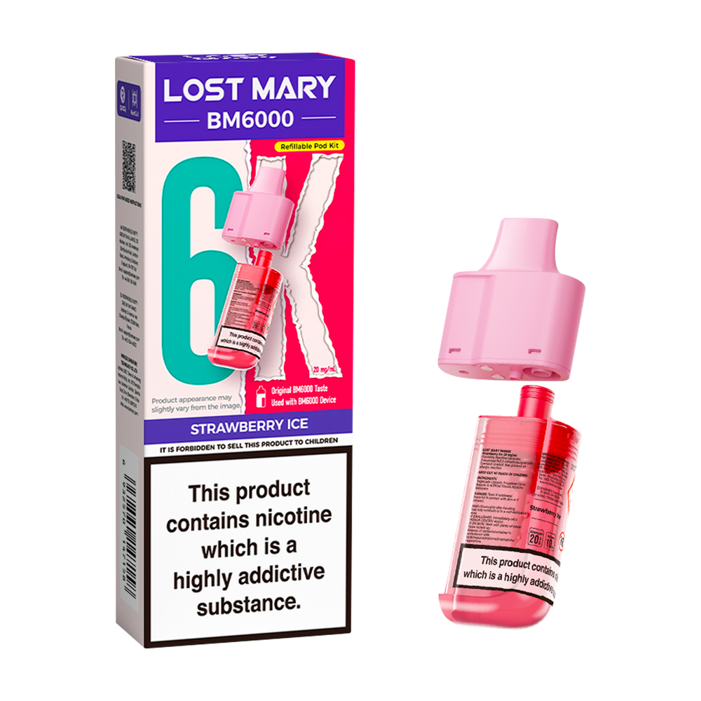 lost mary bm6000 refill pack strawberry ice