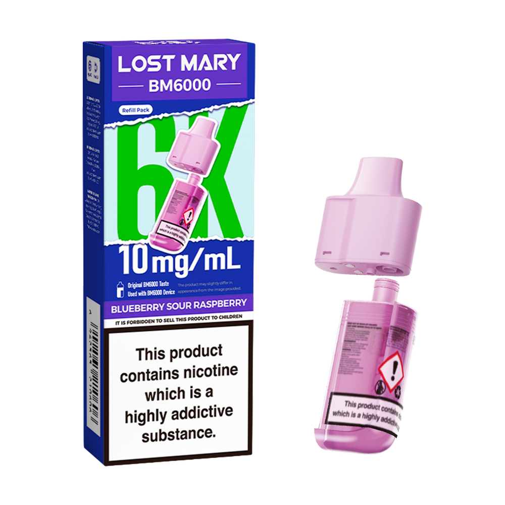 Blueberry Sour Raspberry Lost Mary BM6000 Refill Pack 10mg