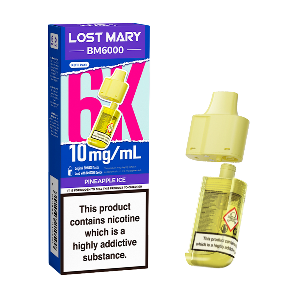 Pineapple Ice Lost Mary BM6000 Refill Pack | 6000 Puffs Ecigwizard Pineapple Ice Lost Mary BM6000 Refill Pack | 6000 Puffs Ecigwizard