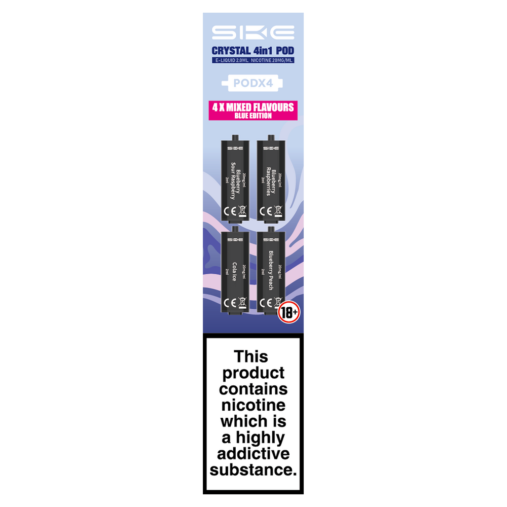 Blue Edition SKE Crystal 4in1 Pods | Mixed Vape Flavours Ecigwizard Blue Edition SKE Crystal 4in1 Pods | Mixed Vape Flavours Ecigwizard