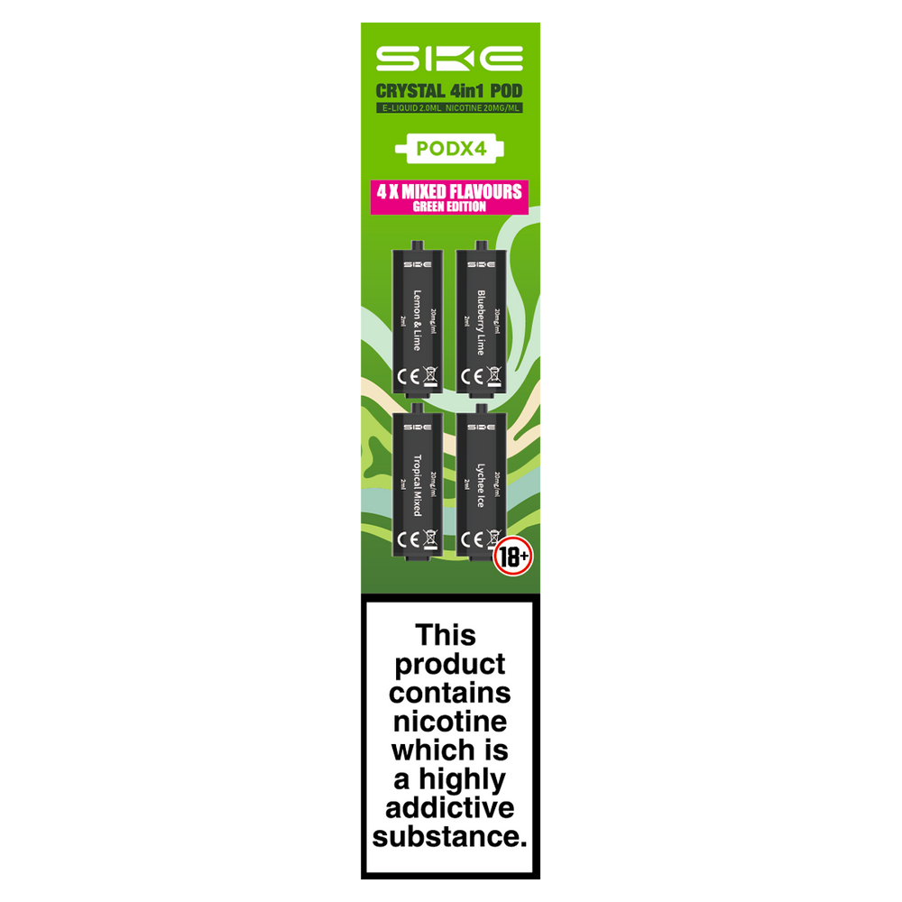 Green Edition SKE Crystal 4in1 Pods | Mixed Vape Flavours Ecigwizard Green Edition SKE Crystal 4in1 Pods | Mixed Vape Flavours Ecigwizard
