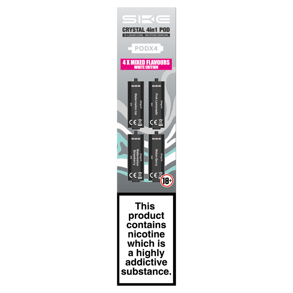 White Edition SKE Crystal 4in1 Pods | Mixed Vape Flavours Ecigwizard White Edition SKE Crystal 4in1 Pods | Mixed Vape Flavours Ecigwizard