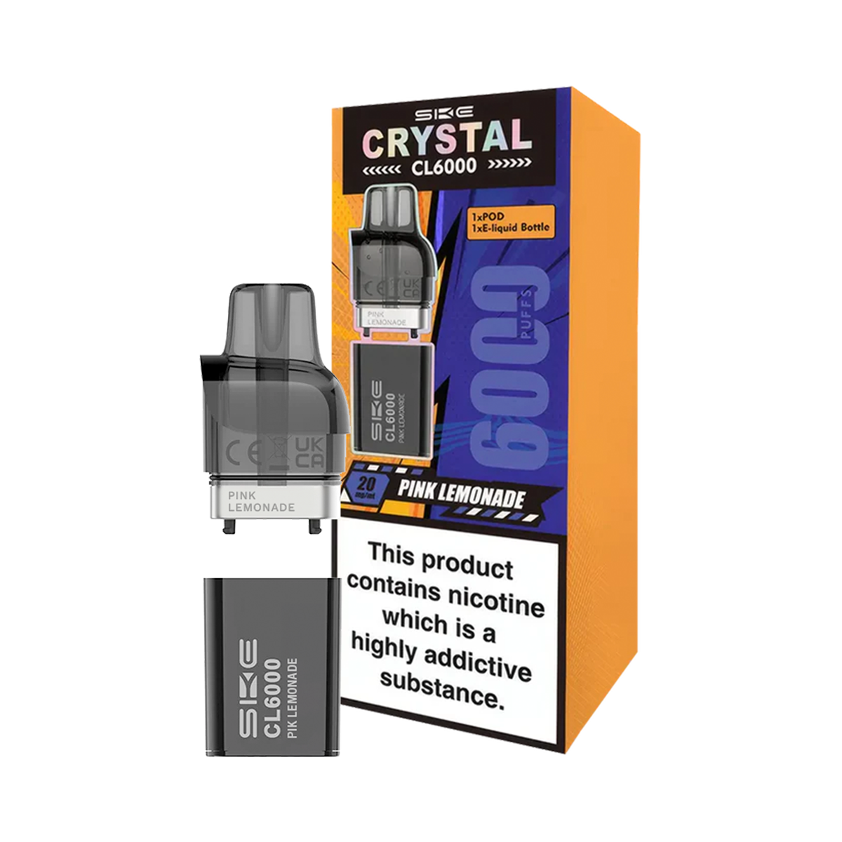 crystal cl6000 vape kit SKE Crystal CL6000 Blue Razz Fruit Gum Prefilled Pod Kit