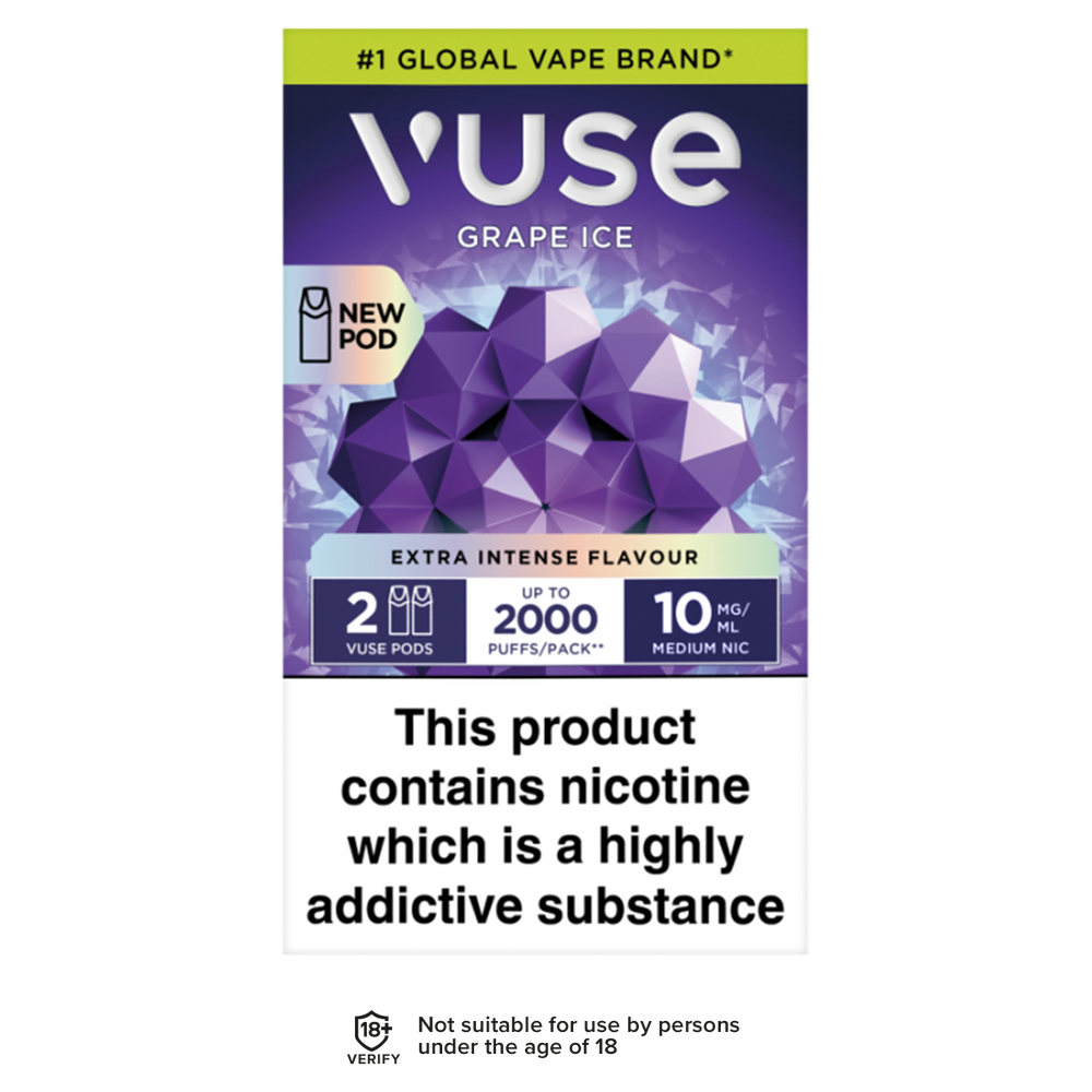 Grape Ice Vuse Pro Pods | 3 Prefilled Pods For 15 Ecigwizard Grape Ice Vuse Pro Pods | 3 Prefilled Pods For 15 Ecigwizard