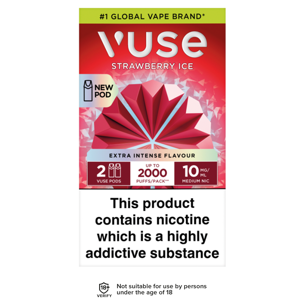 Strawberry Ice Vuse Pro Pods | 3 Prefilled Pods For 15 Ecigwizard Strawberry Ice Vuse Pro Pods | 3 Prefilled Pods For 15 Ecigwizard