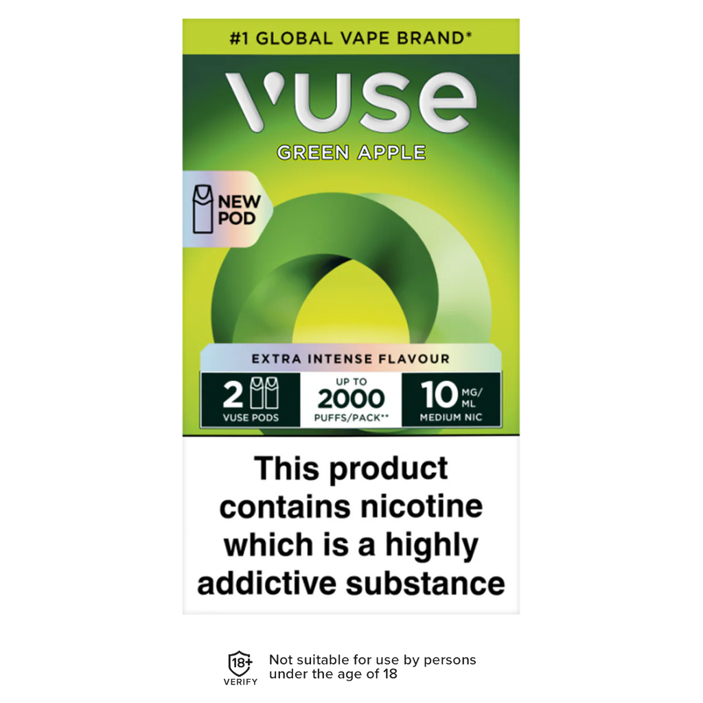 vuse pods nicotine level Green Apple Vuse Pro Pods