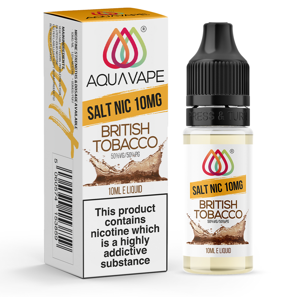 British Tobacco Nic Salt by Aquavape 10ml | Ecigwizard British Tobacco Nic Salt by Aquavape 10ml | Ecigwizard