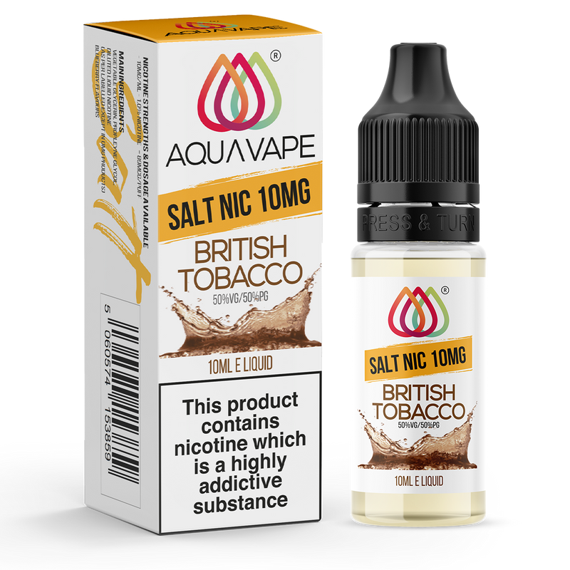 British Tobacco Nic Salt by Aquavape 10ml 10mg