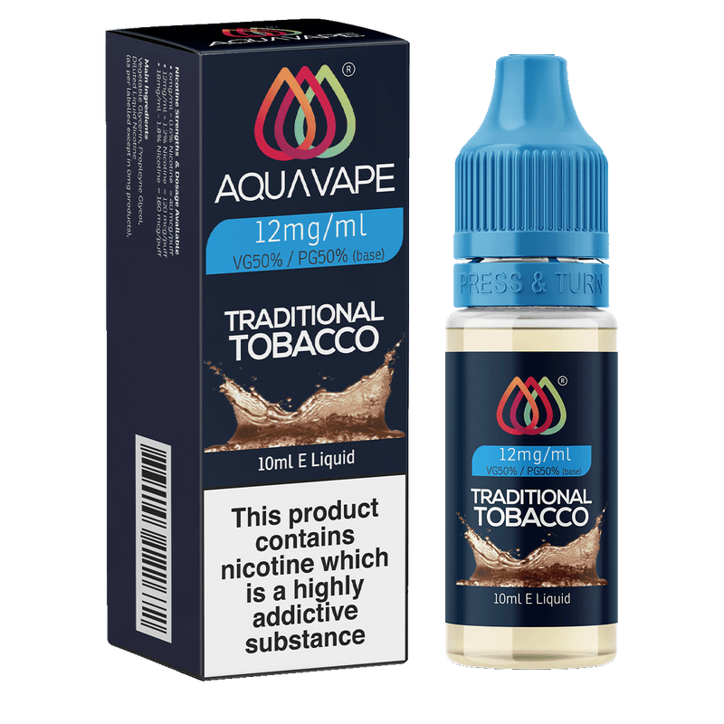 Traditional Tobacco E-Liquid by Aquavape - 10ml 12mg