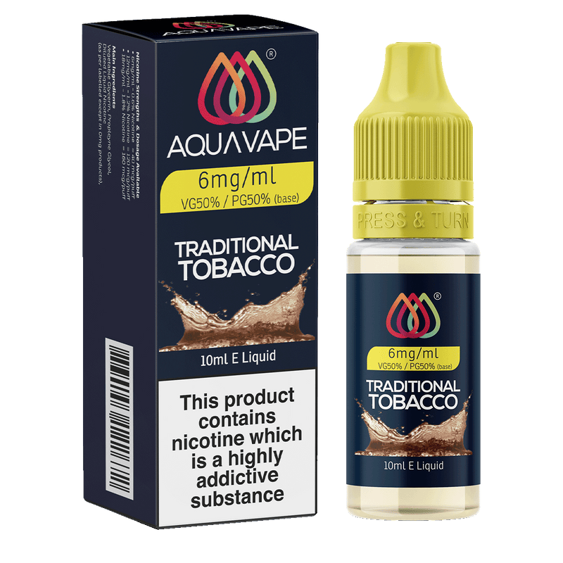 Traditional Tobacco E-Liquid by Aquavape - 10ml 6mg