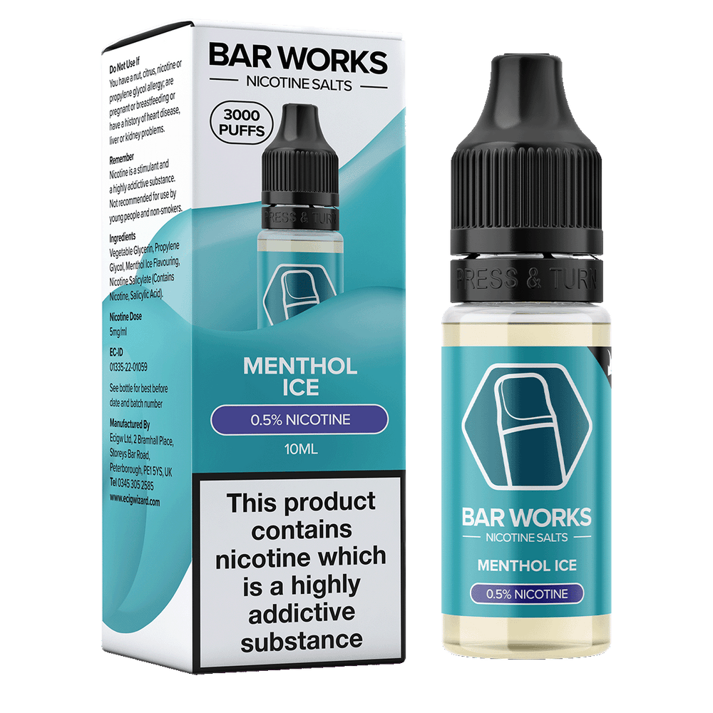 menthol ice vape juice Menthol Ice Nic Salt by Bar Works - 10ml