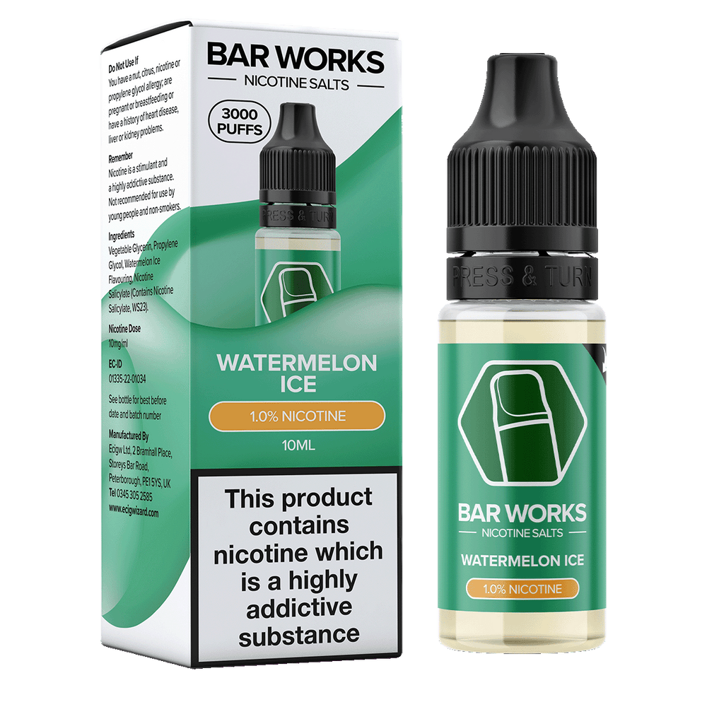Watermelon Ice Nic Salt by Bar Works - 10ml | Ecigwizard Watermelon Ice Nic Salt by Bar Works - 10ml | Ecigwizard