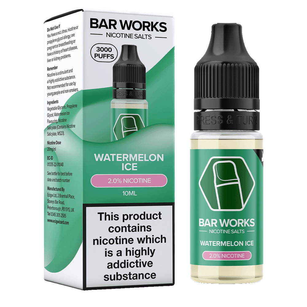 Watermelon Ice Nic Salt by Bar Works - 10ml | Ecigwizard Watermelon Ice Nic Salt by Bar Works - 10ml | Ecigwizard