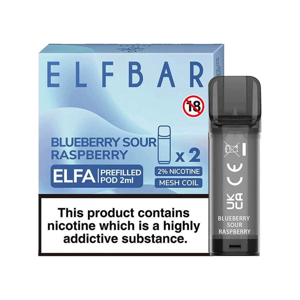 Blueberry Sour Raspberry Elf Bar Elfa Pods (2 Pack) | 3 Pods For 12 Ecigwizard Blueberry Sour Raspberry Elf Bar Elfa Pods (2 Pack) | 3 Pods For 12 Ecigwizard