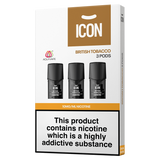 ICON Aqua Vape British Tobacco Pods (Pack of 3) 10mg