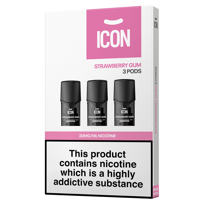 ICON Vape Strawberry Gum Pods (Pack of 3) 20mg